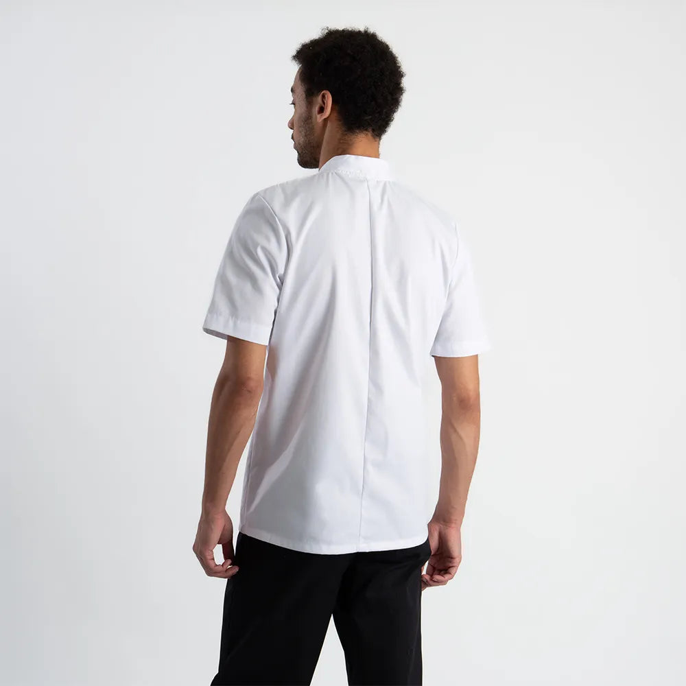 Short Sleeve Stud Chef's Jacket - White - Medium - Alexandra