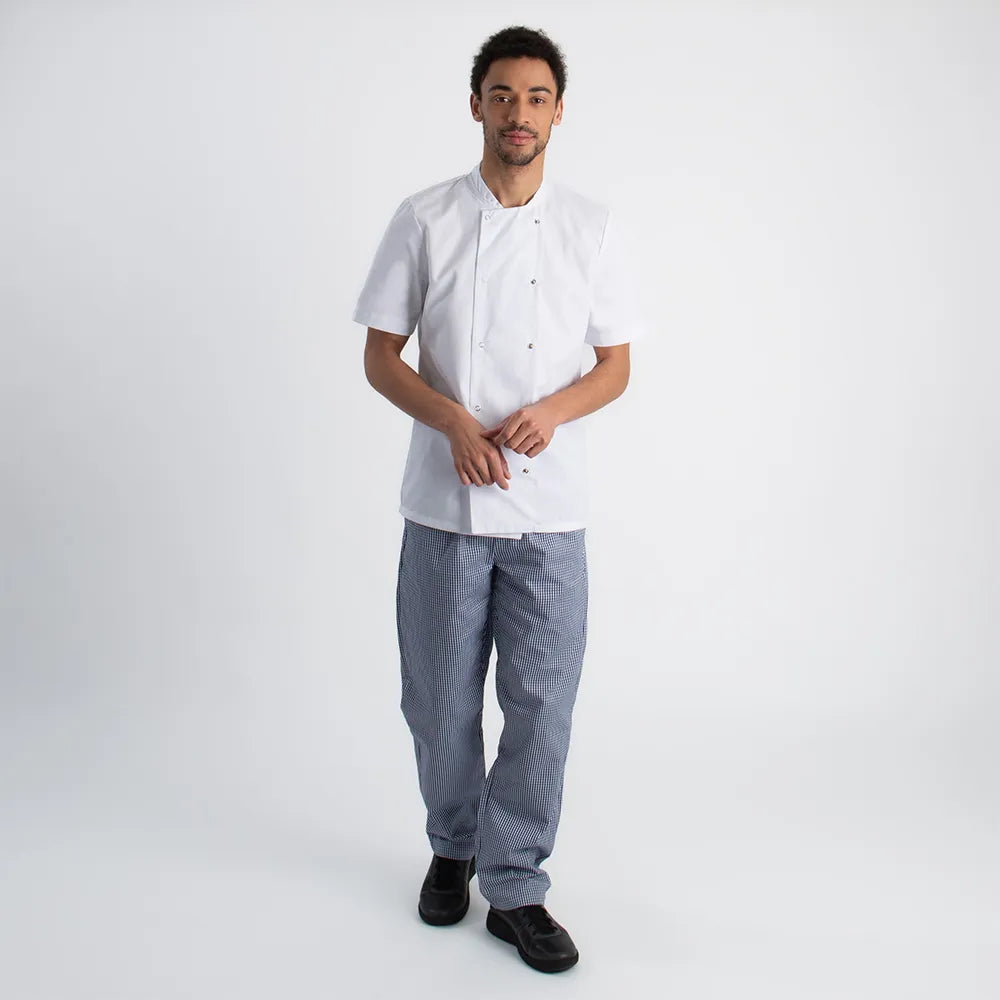 Short Sleeve Stud Chef's Jacket - White - Medium - Alexandra