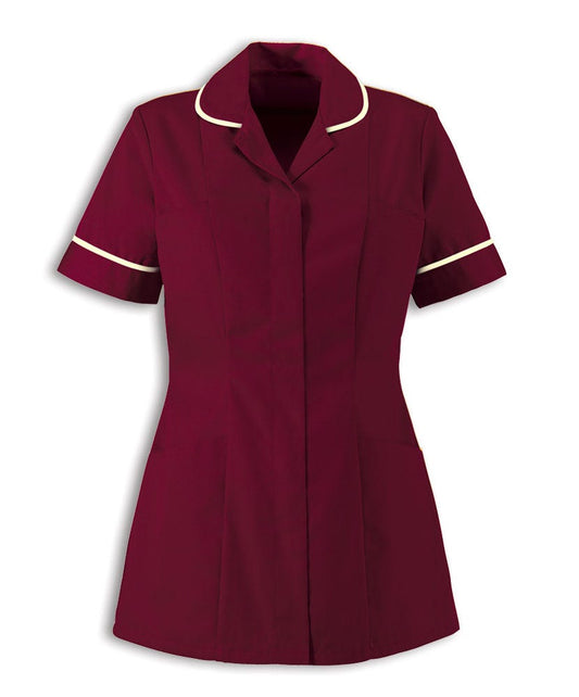 Traditional Nurses Tunic with Contemporary Cut - Burgundy & Cream Trim - Alexandra