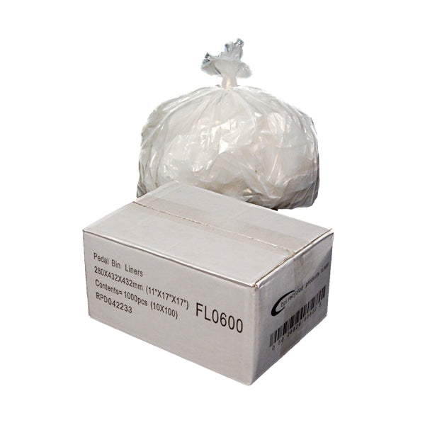 White Bin Bags 11 x 17 x 17'' - 1000 bags - Bunzl