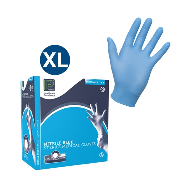 Premier Sterile Nitrile Exam Gloves (XL) - 50 Pairs – Medisave UK