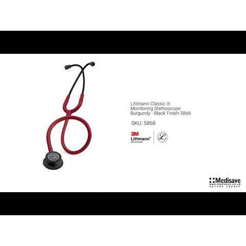 Littmann Classic III Monitoring Stethoscope: Burgundy - Black Finish 5868 - Freshers Voucher - Littmann Stethoscopes