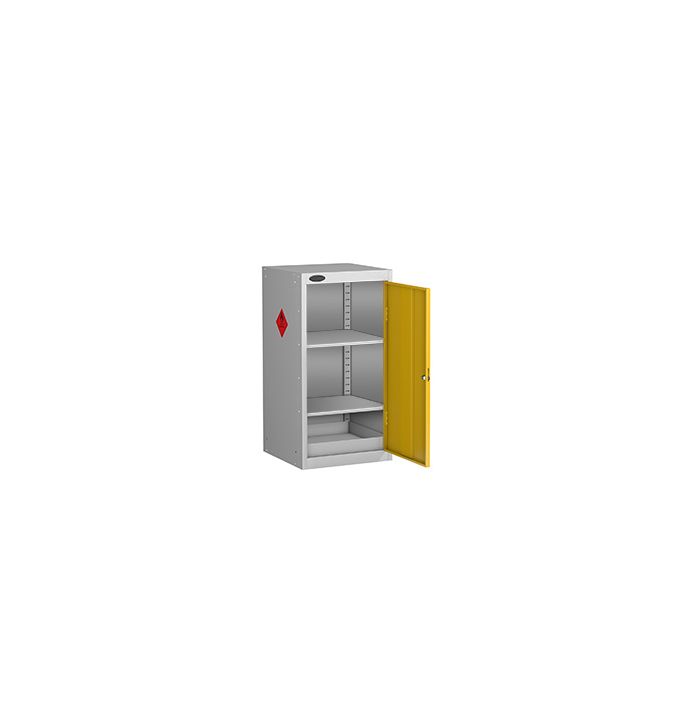 Hazardous Substance Cabinet - 890 x 460 x 460 - Silver and Yellow - Bristol Maid