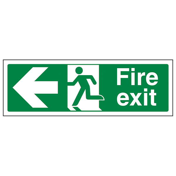 Fire Exit Sign - Man Running with Arrow Left - Vinyl - Safety First Aid