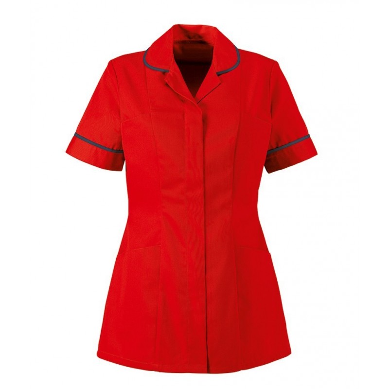 Traditional Nurses Tunic with Contemporary Cut - Red - Alexandra