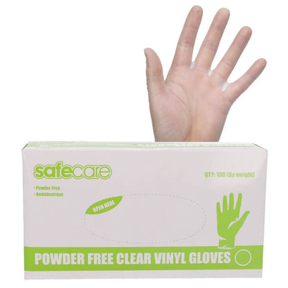 Disposable Clear Vinyl Gloves - Large - Box of 100 - Shermond