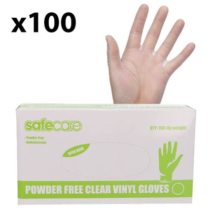 Disposable Clear Vinyl Gloves - Large - Box of 100 - Shermond