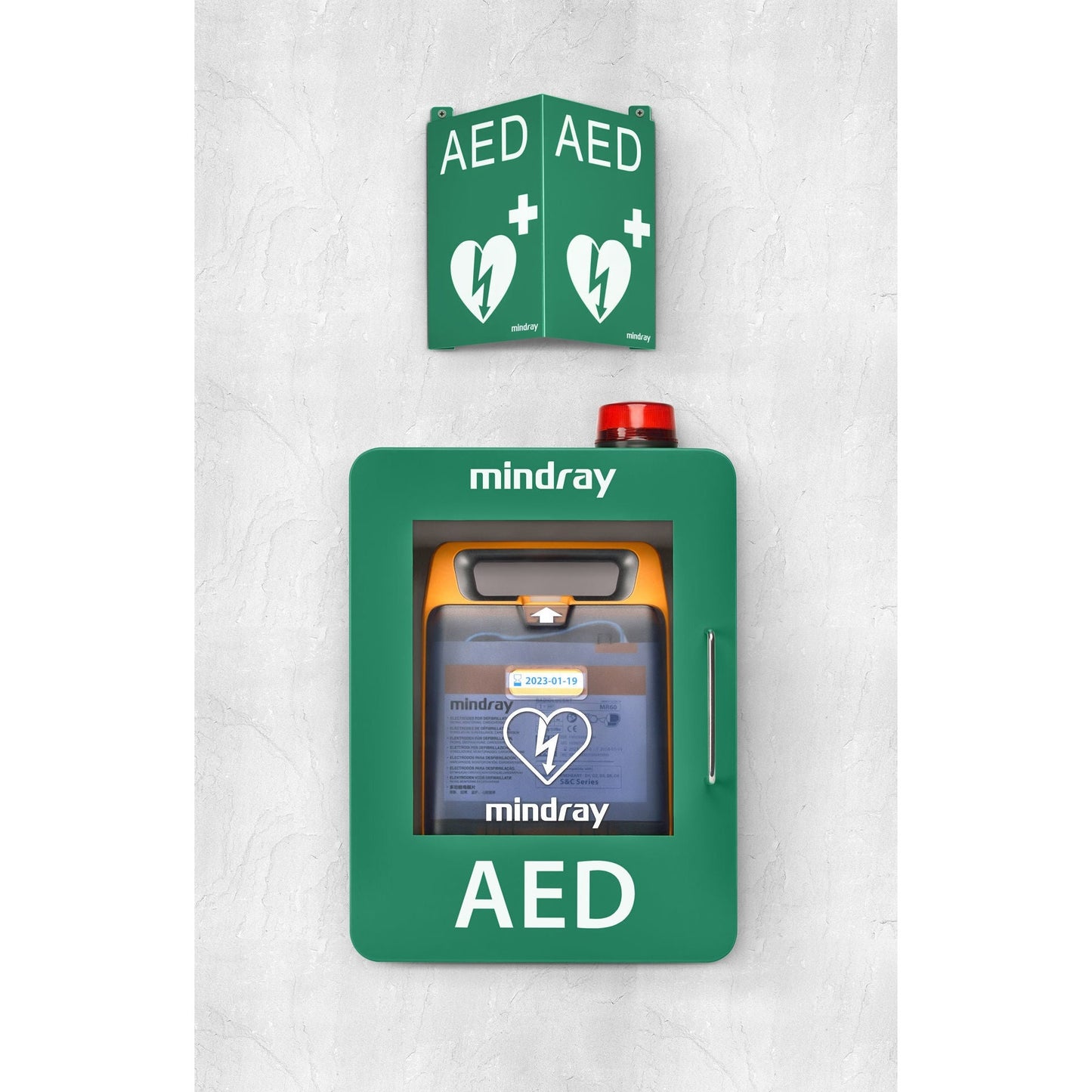 Mindray AED Wall Cabinet - C Series - with Alarm and Location Sign - Green - Apex