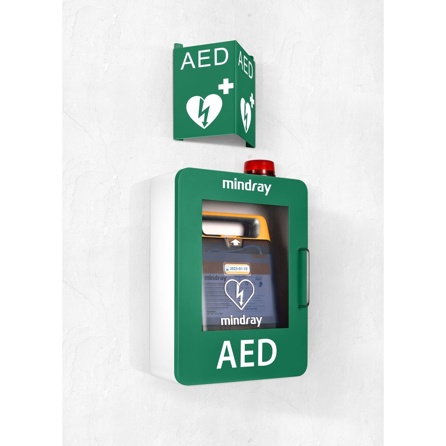 Mindray AED Wall Cabinet - C Series - with Alarm and Location Sign - Green - Apex