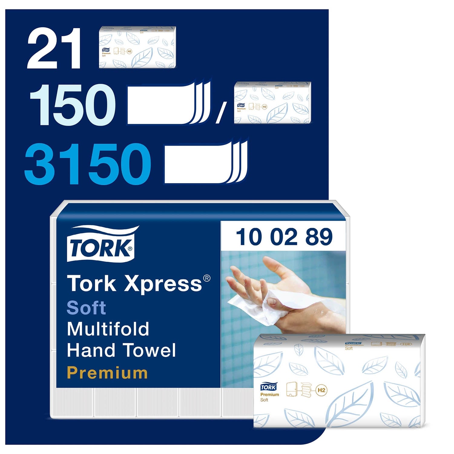 Tork Xpress Soft Multifold Hand Towel White - 2Ply - 100289 - 21 x 150  Sheets