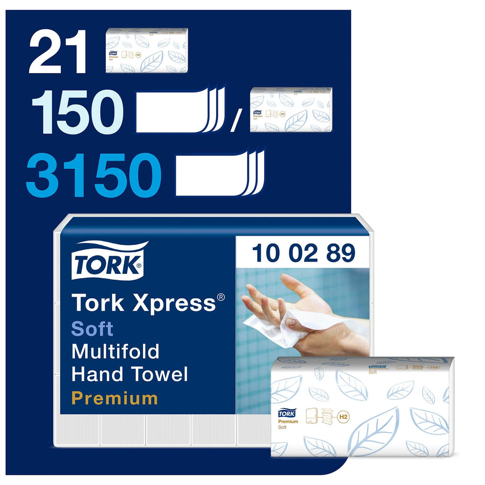 Tork Xpress Soft Multifold Hand Towel White - 2Ply - 100289 - 21 x 150 ...