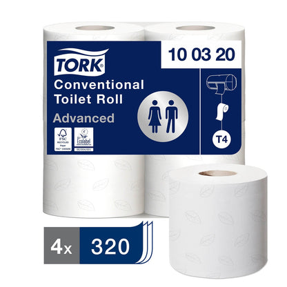 Tork Conventional Toilet Roll Advanced 2Ply - 100320 - Case of 36 x 320 Sheets - Tork