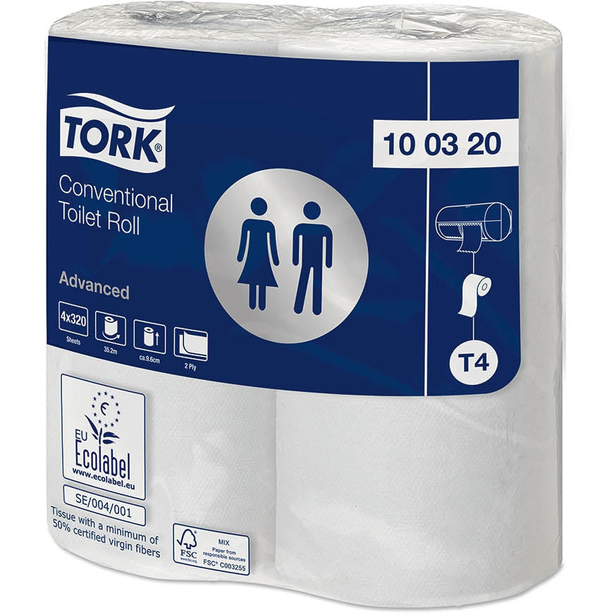 Tork Conventional Toilet Roll Advanced 2Ply - 100320 - Case of 36 x 320 Sheets - Tork