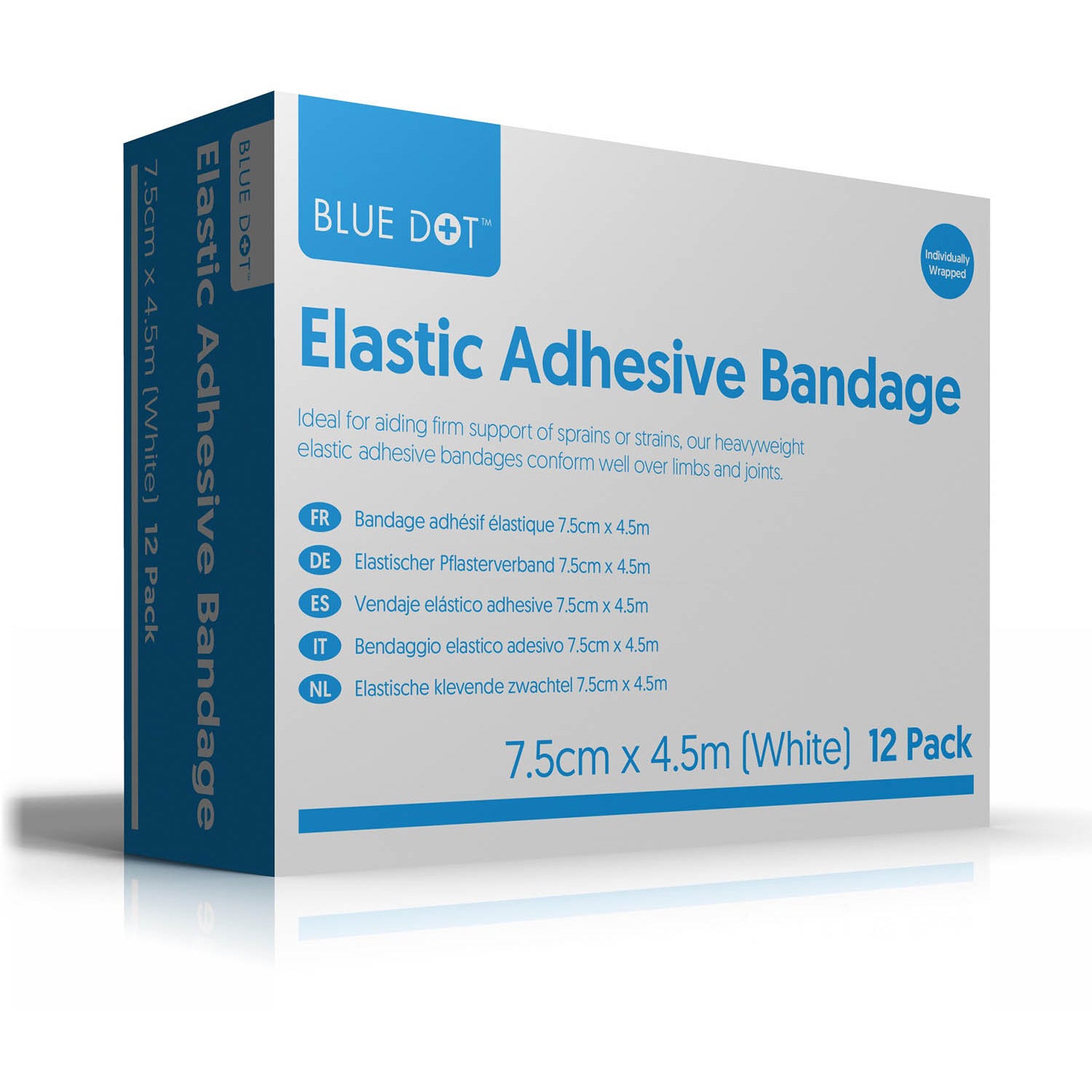 Blue Dot Elastic Latex Free Adhesive Bandage 7.5cm x 4.5m x 1 - Blue Dot