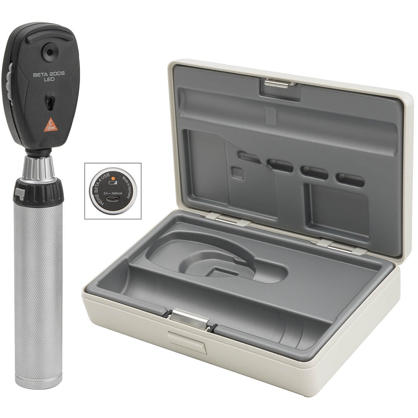 HEINE BETA 200S LED Ophthalmoscope Set with USB Rechargeable Handle - Heine