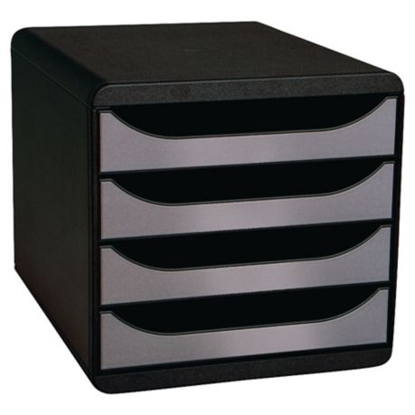 BIG-BOX 4 Drawer Set, Black/Metallic Silver - Lyreco