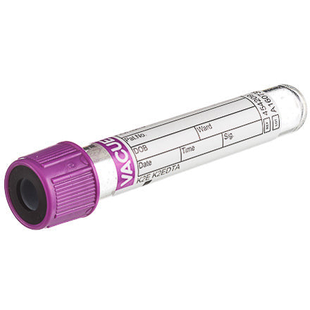 VACUETTE® Tube, K2EDTA, 4ml, 13x75mm, Purple/Black, Sterile - Pack Of 50 - GBO