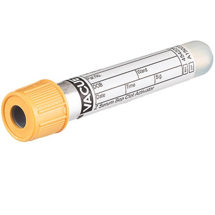 VACUETTE® Tube, Serum/Sep, 3.5ml, 13x75mm, Gold/Gold, Sterile - Pack Of 50 - GBO