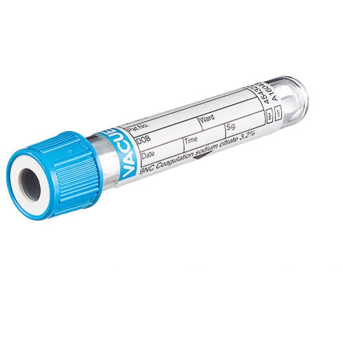 VACUETTE® TUBE 2 ml 9NC Coagulation sodium citrate 3.2% 13x75 blue cap-white ring, sandwich tube, non-ridged Pack of 50 - GBO