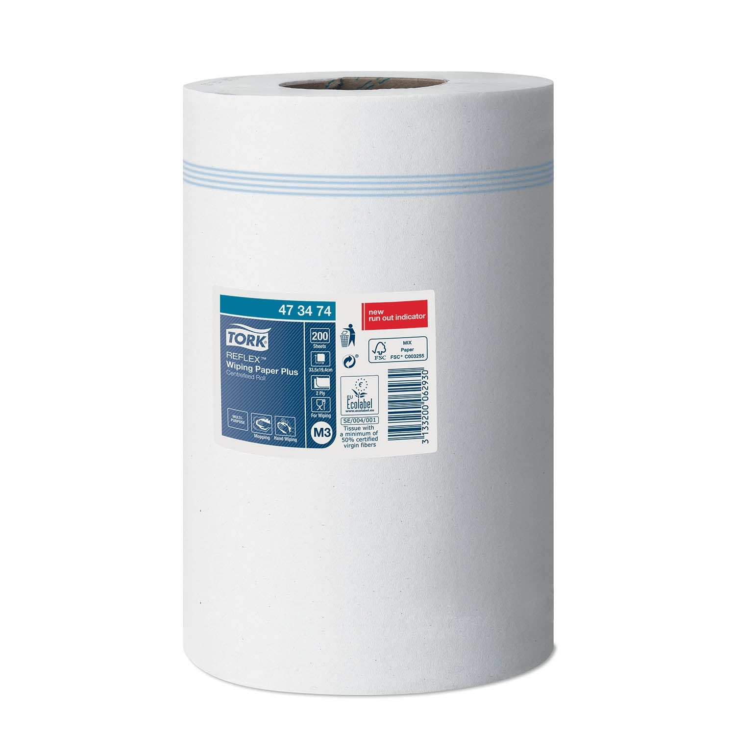 Tork Reflex Centrefeed Roll White 2ply - Case of 9 Rolls - 19.4cm x 67m - Tork