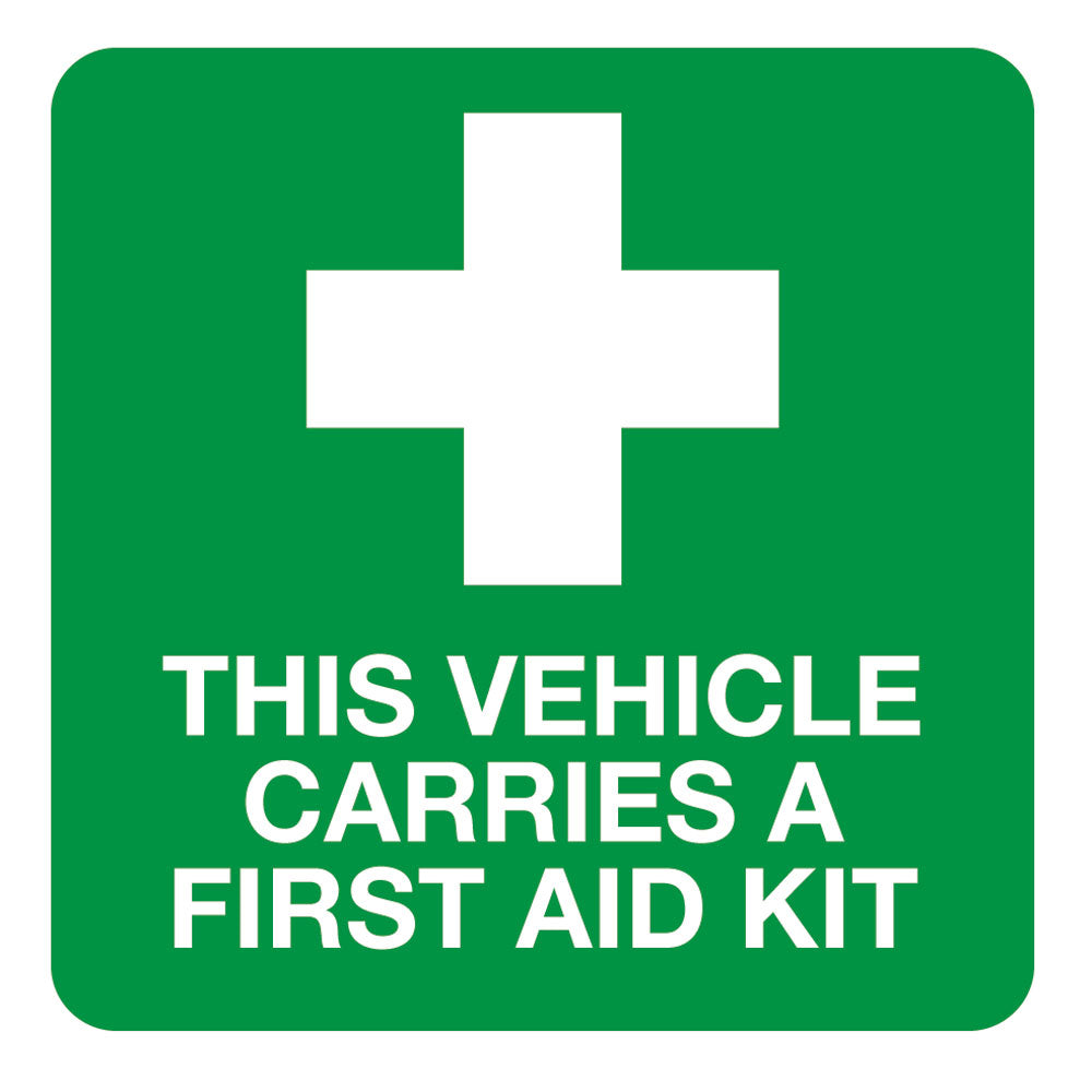 This vehicle carries a first aid kit - Vinyl - Reliance