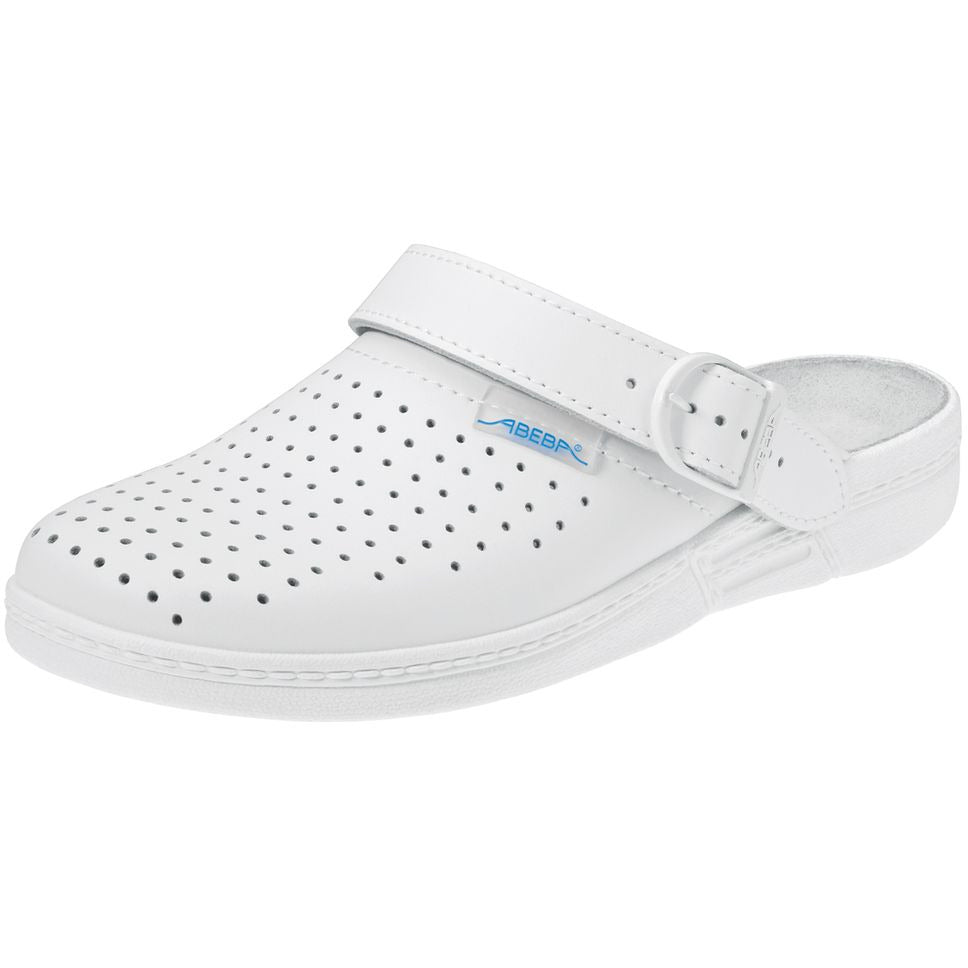 Abeba "Original" Perforated Clog Shoes - White Leather - 