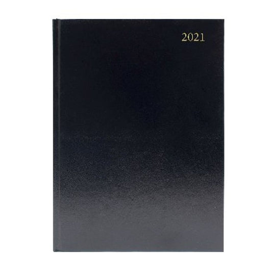 2021 Desk Diary Week to View A5 Black - Q-Connect