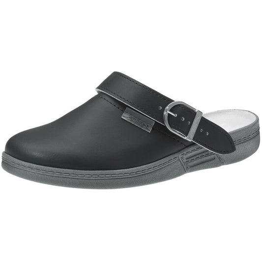 Abeba "Original" Smooth Clog Shoes - Black Leather - 