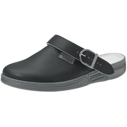 Abeba "Original" Smooth Clog Shoes - Black Leather - 