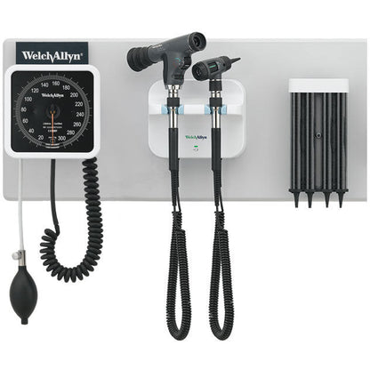 Welch Allyn GS 777 Wall Unit - PanOptic Ophthalmoscope & MacroView Otoscope with an Aneroid Sphygmomanometer