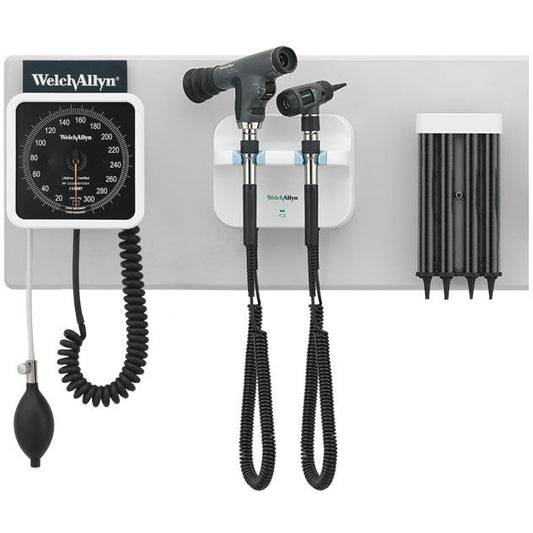 Welch Allyn GS 777 Wall Unit - PanOptic Ophthalmoscope & MacroView Otoscope with an Aneroid Sphygmomanometer - 