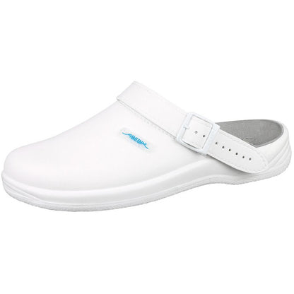 Abeba Arrow Smooth Clog Shoes - White Microfibre - 