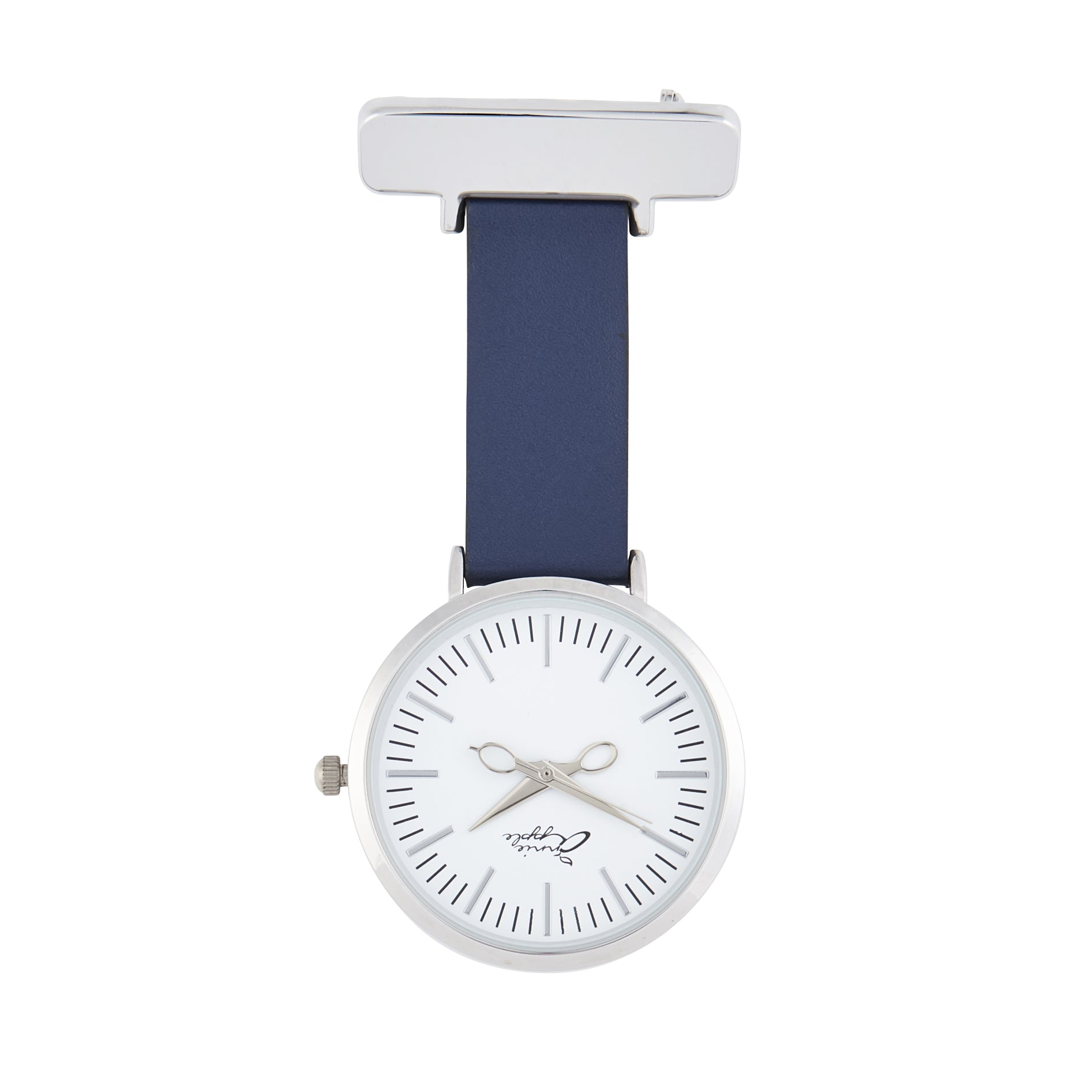 Annie Apple Nurses Fob Watch - Aurora - White/Silver/Navy - Leather - 35mm - Annie Apple