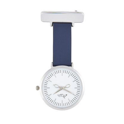 Annie Apple Nurses Fob Watch - Aurora - White/Silver/Navy - Leather - 35mm - Annie Apple