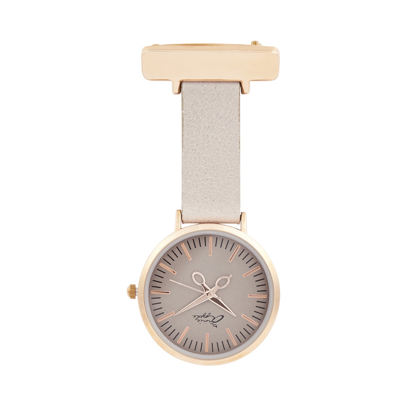 Annie Apple Nurses Fob Watch - Aurora - Rose Gold/Grey - Leather - 35mm - Annie Apple