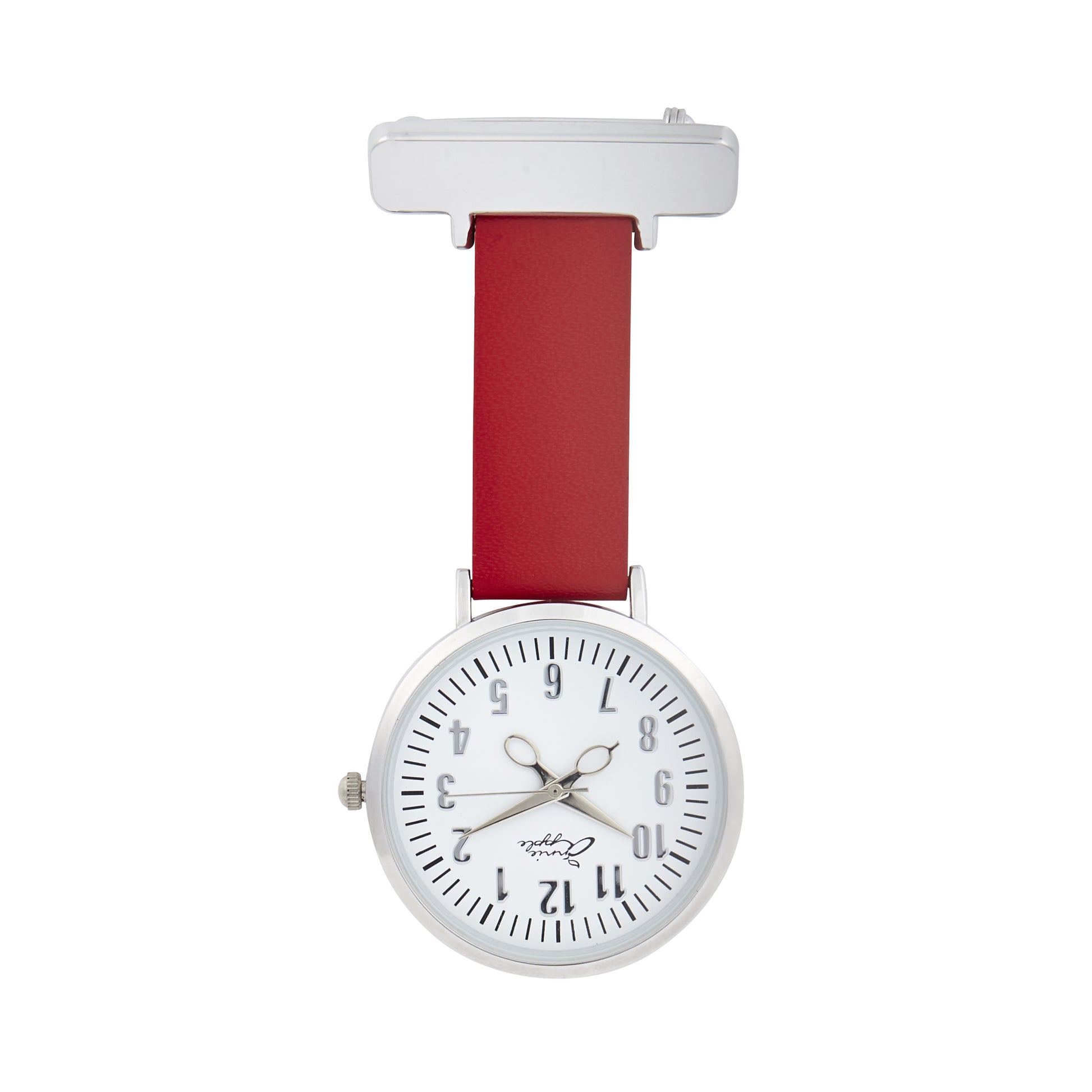 Annie Apple Nurses Fob Watch - Aurora - White/Silver/Red - Leather - 35mm - Annie Apple