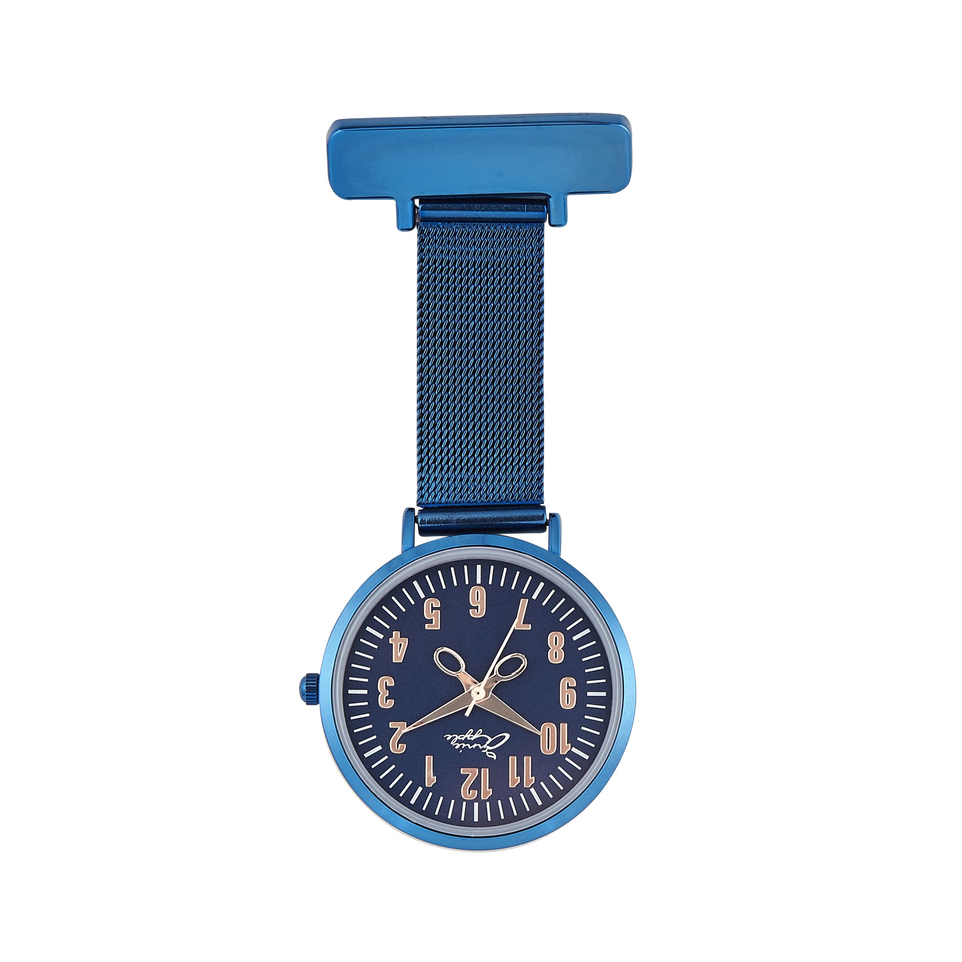 Annie Apple Nurses Fob Watch - Aurora - Rose Gold/Blue - Mesh - 35mm - Annie Apple