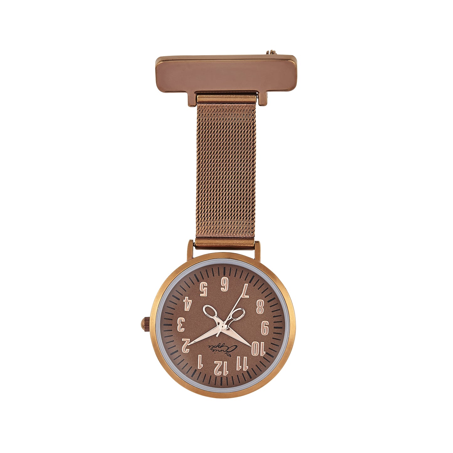 Annie Apple Nurses Fob Watch - Aurora - Rose Gold/Brown - Mesh - 35mm - Annie Apple