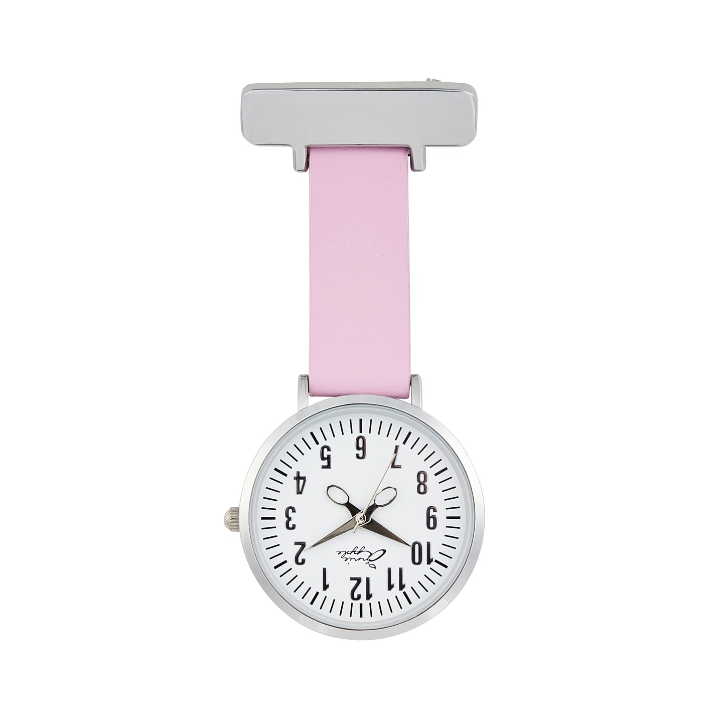 Annie Apple Nurses Fob Watch - Aurora - White/Silver/Pink - Leather - 35mm - Annie Apple