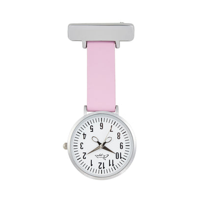 Annie Apple Nurses Fob Watch - Aurora - White/Silver/Pink - Leather - 35mm - Annie Apple