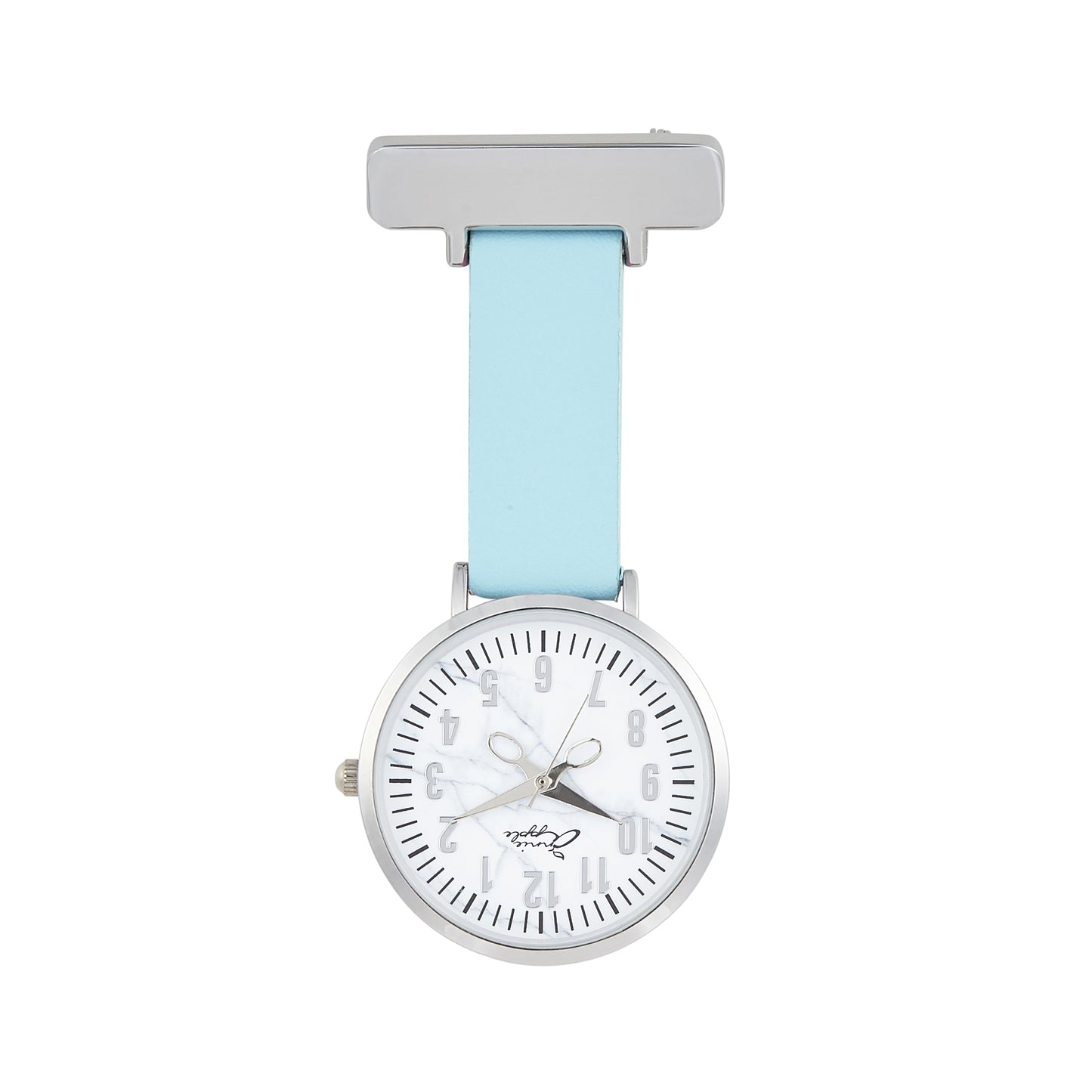 Annie Apple Nurses Fob Watch - Aurora - Marble/Silver/Blue - Leather - 35mm - Annie Apple