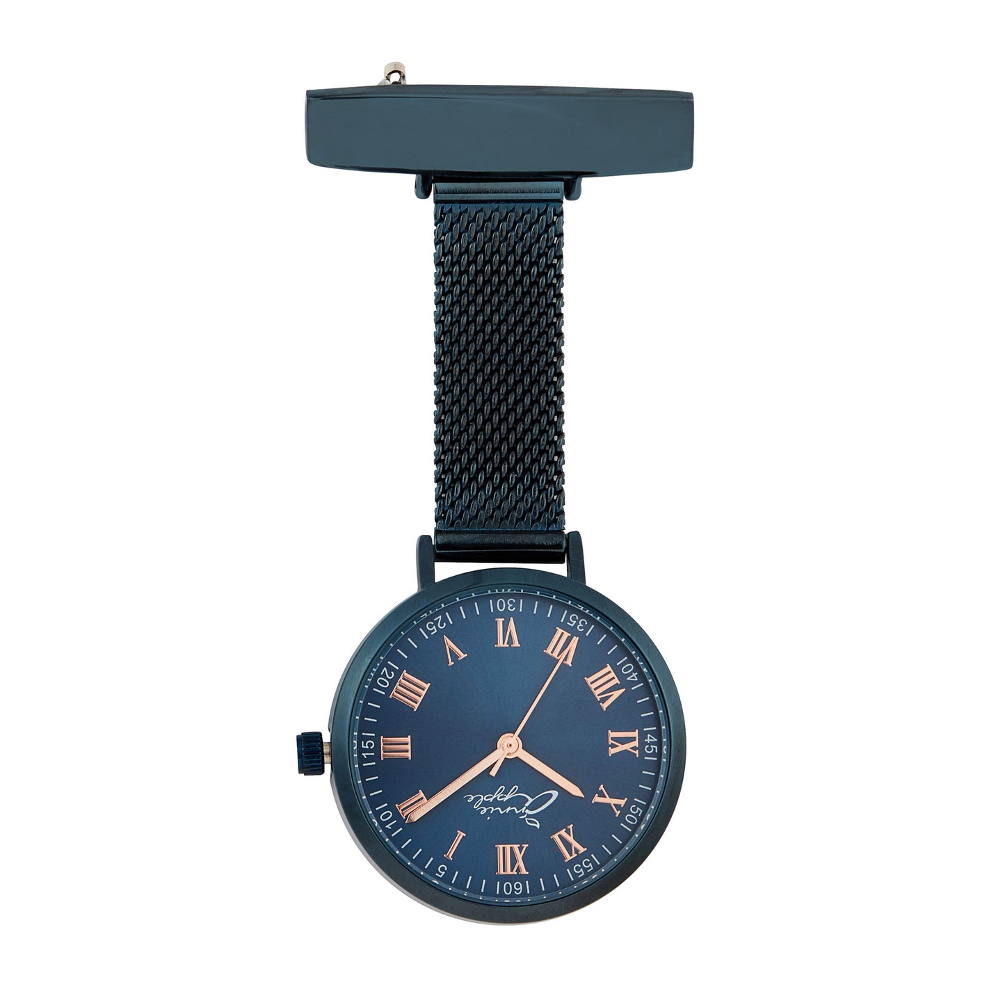 Annie Apple Nurses Fob Watch - Meraki - Rose Gold/Blue - Mesh - 35mm - Annie Apple