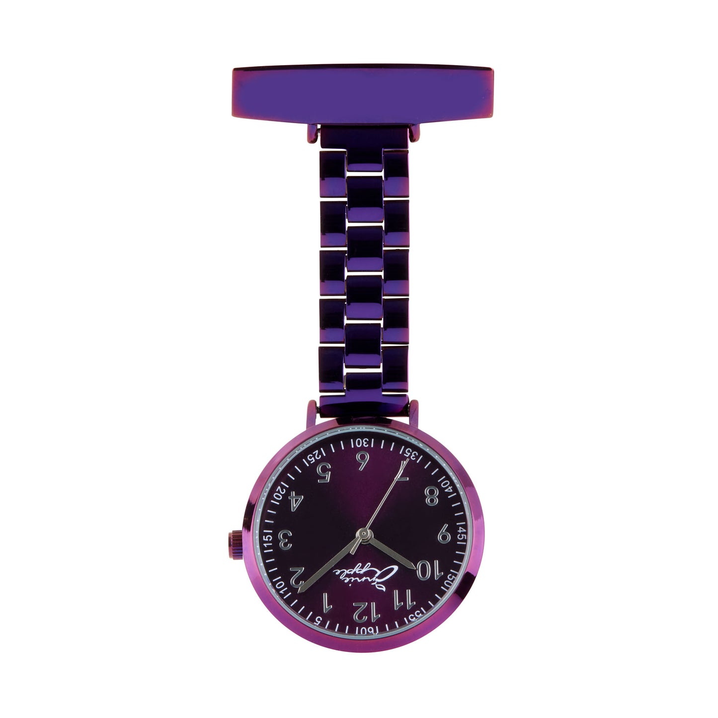 Annie Apple Nurses Fob Watch - Meraki - Silver/Purple - Link - 35mm - Annie Apple