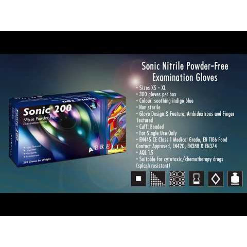 Aurelia Sonic 200 Nitrile Powder-Free Examination Gloves - Non Sterile - Extra Large (200) - Aurelia Gloves