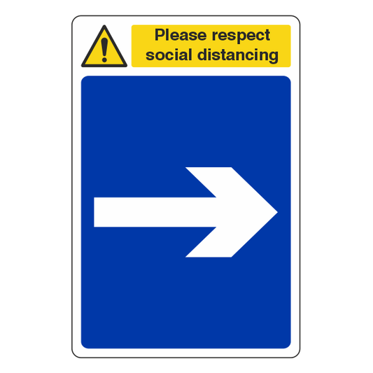 Respect Social Distancing - Arrow Right Sign