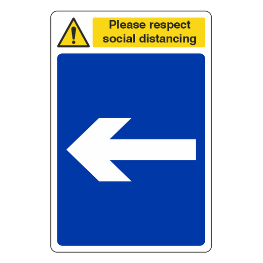 Respect Social Distancing - Arrow Left Sign