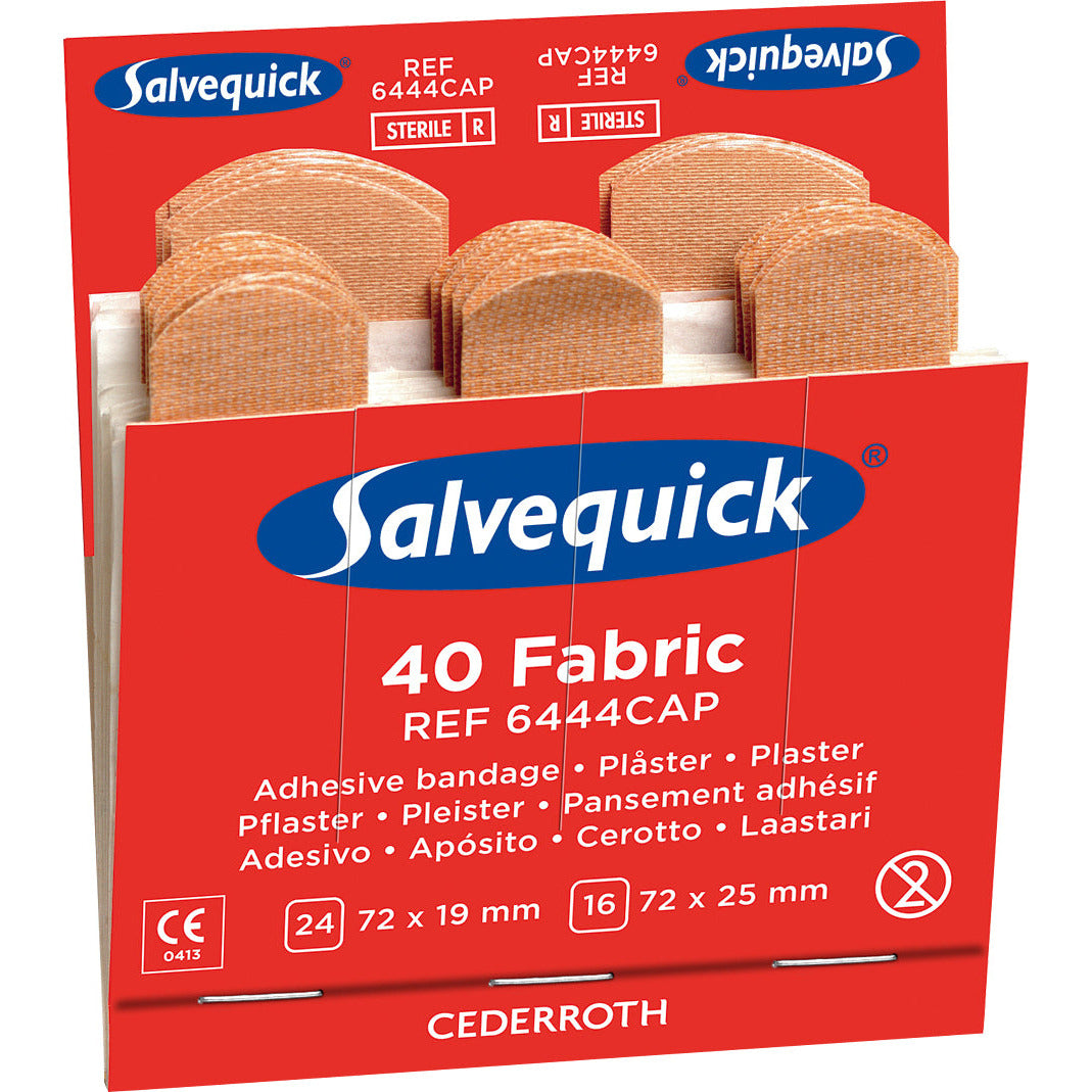 Salvequick Sterile Fabric Plaster, Single Refill (40 Plasters) - Safety First Aid