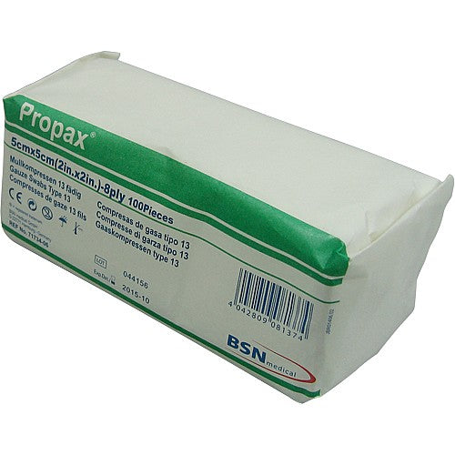 Propax Gauze Swabs Type 13 BP (Non-Sterile) Green 7.5cm x 7.5cm - 8ply Pack of 5 - BSN