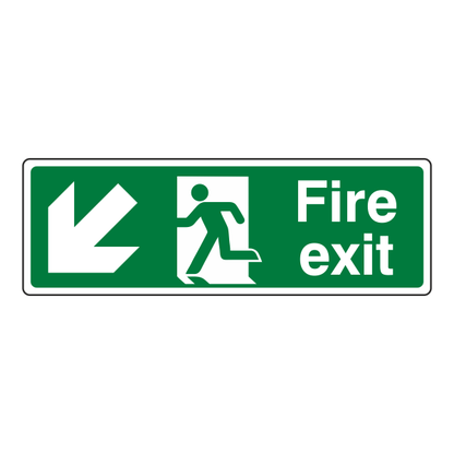 Fire Exit Sign - Arrow Down Left - Medisigns