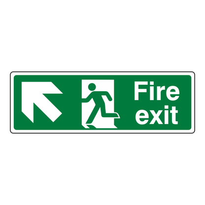 Fire Exit Sign - Arrow Up Left - Medisigns